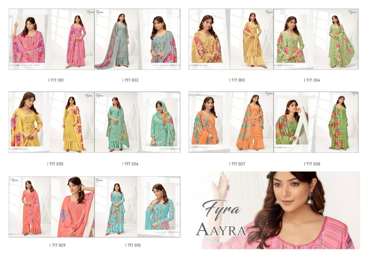 Fyra Aayra Latest Digital Print with Fancy Embroidery Swarovski Diamond Work Festive Weara Designer Pure Cotton Summer Collection Dress Material
